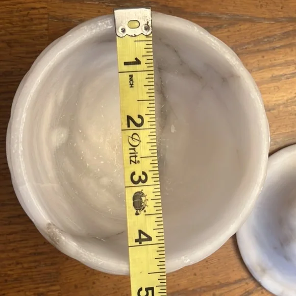 Vintage marble canister, vintage marble leaf trinkets - Picture 4 of 7